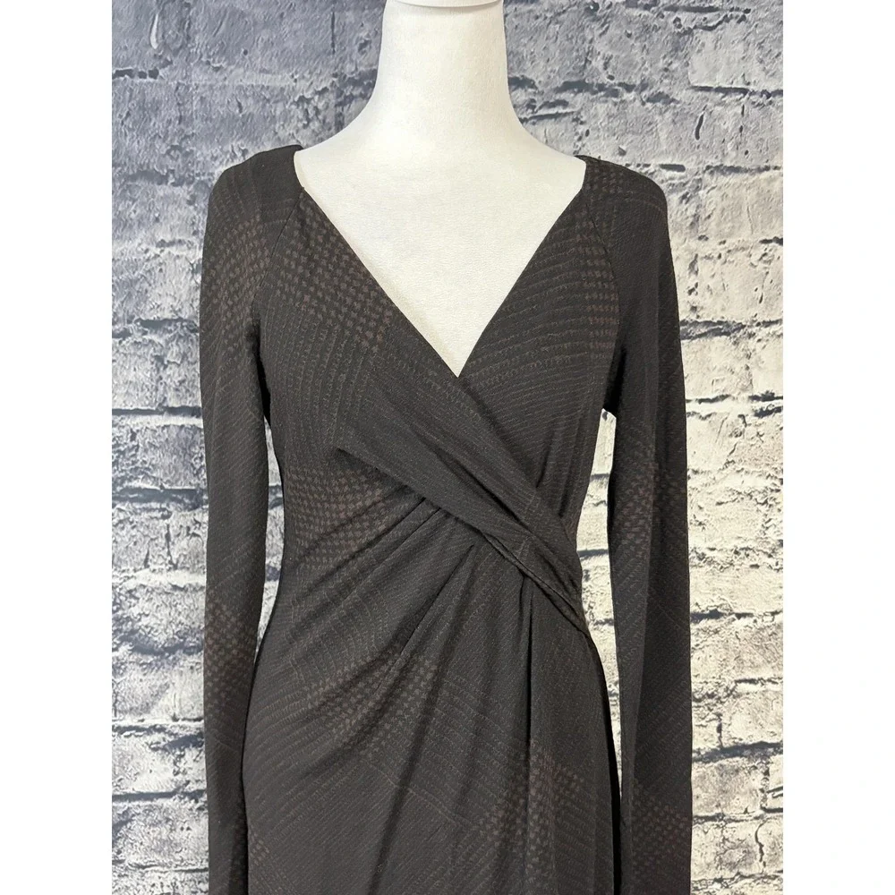 Max Mara Dress Womens‎ 44 Brown Wool Blend Wrap Sheath Long Sleeve Made Italy